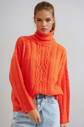 پلیور نارنجی زنانه ساده VAGGON - کد 875664795