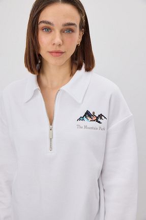 سوئیشرت سفید زنانه ساده TUBİA - کد 824630667