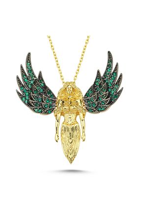 گردنبند نقره سبز زنانه 925 عیار Kayra Mücevher - کد 875704869