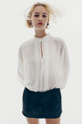 بلوز سفید زنانه ساده H&M - کد 875704375