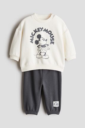 ست بالاتنه و پائین تنه سفید بچه گانه پنبه ای H&M - کد 875703378