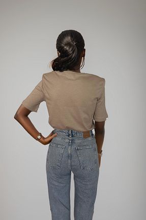 تیشرت بژ زنانه Straight poupee - کد 829605809