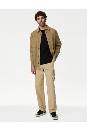 شلوار قهوه ای مردانه پنبه ای Marks & Spencer - کد 875717385