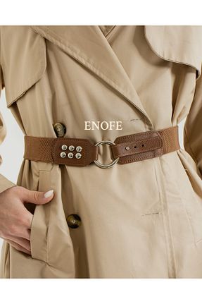 کمربند قهوه ای زنانه چرم مصنوعی ENOFE - کد 875735523
