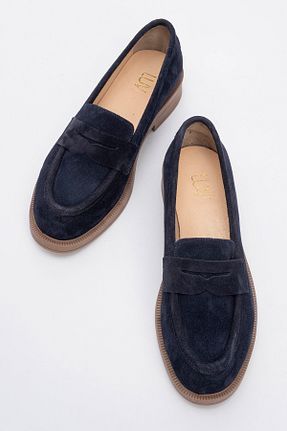 کفش لوفر سرمه ای زنانه چرم خالص luvishoes - کد 875727469