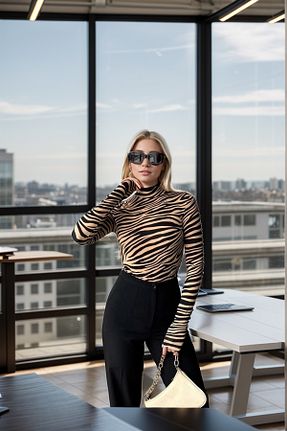 بلوز رنگی زنانه هندسی Loomora - کد 875723431