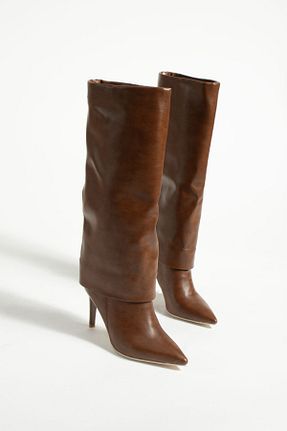 چکمه قهوه ای زنانه پاشنه متوسط (5-9 سانتی متر) Gökçe Shoes - کد 856569113