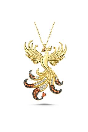 گردنبند نقره نارنجی زنانه 925 عیار ka ra - کد 850863136