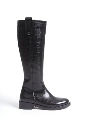 چکمه مشکی زنانه چرم لاکی FGZY Shoes - کد 871263310
