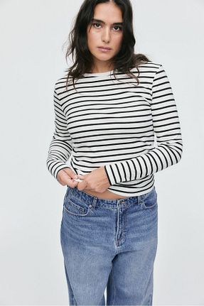 بادی سفید زنانه یقه دوچرخه H&M - کد 873639883