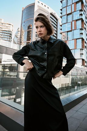 ست بالاتنه و پائین تنه مشکی زنانه بافتنی Zühre - کد 875900284