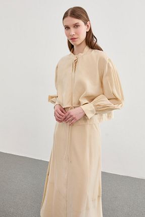 ست بالاتنه و پائین تنه حجاب بژ زنانه رگولار Zühre - کد 816115451