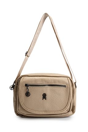کیف دوشی بژ زنانه چرم مصنوعی minebag - کد 875897622