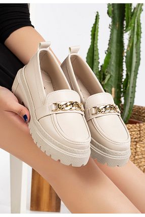 کفش کلاسیک بژ زنانه چرم مصنوعی Abay Shoes - کد 875900101