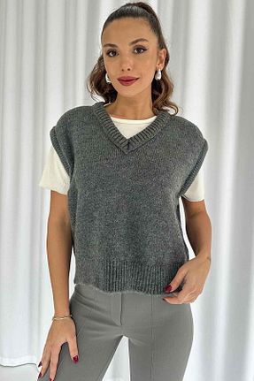 سوئیتر طوسی زنانه اکریلیک Mine Tan Butik - کد 875923933