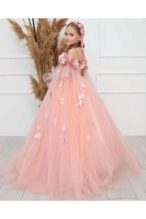 لباس مجلسی و فارغ التحصیلی صورتی بچه گانه توری By Feyza Kids Collection - کد 710870178