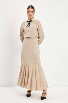 دامن بژ زنانه ساده Zühre - کد 875935183