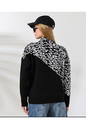 پلیور مشکی زنانه پلنگی eflanmoda - کد 875953493