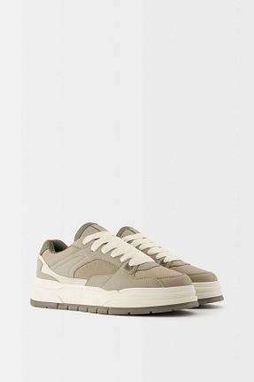 کفش اسنیکر قهوه ای مردانه بند دار Bershka - کد 875965769