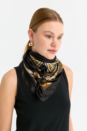 دستمال گردن بژ زنانه ابریشم Desen Triko - کد 875980441