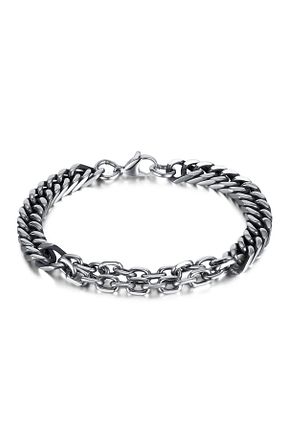 دستبند استیل (فولاد) طوسی مردانه استیل ضد زنگ PİGADO - کد 875982108