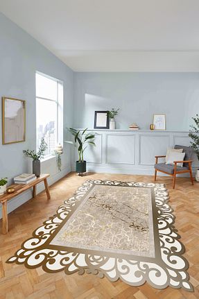 فرش قهوه ای زیره ضد لغزش Viyana Home - کد 876033184