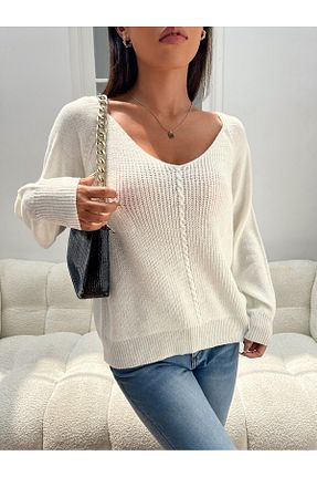 پلیور سفید زنانه ساده ATEMODAA - کد 876210622
