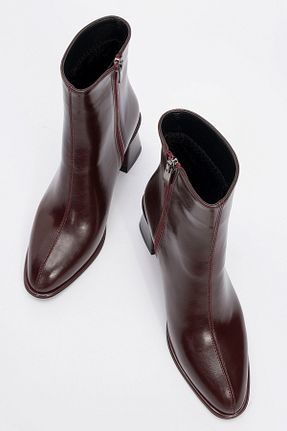 بوت / نیم بوت زرشکی زنانه چرم مصنوعی luvishoes - کد 876276466