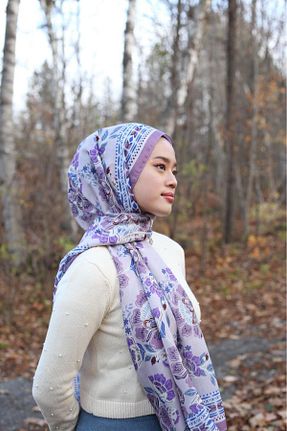 شال بنفش زنانه پنبه ای başörtü dükkanı - کد 876315205