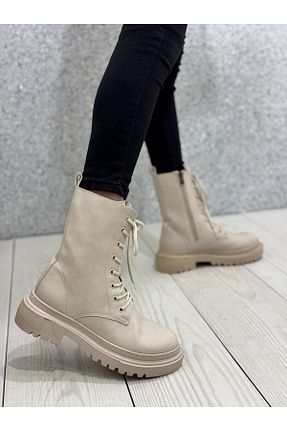بوت / نیم بوت بژ زنانه چرم مصنوعی ayakkabiyolla - کد 774629549