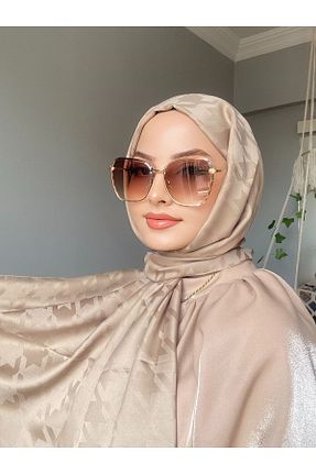 شال قهوه ای زنانه ابریشم ALLURİNG - کد 876406329