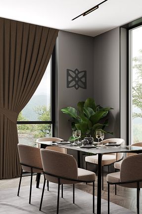 پرده زمینه قهوه ای پلی استر MARİTSA - کد 332519490