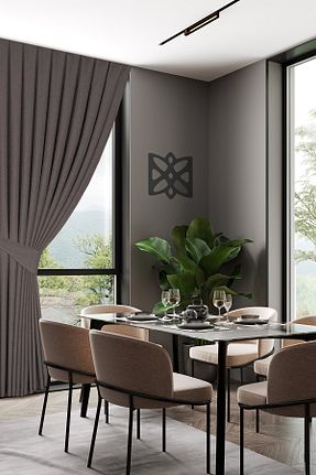 پرده زمینه قهوه ای پلی استر MARİTSA - کد 332515352