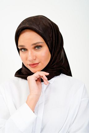 روسری قهوه ای پنبه پلی استر lamella - کد 876449550