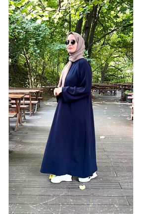 لباس حجاب سرمه ای زنانه اورسایز Melek aydın - کد 859881029