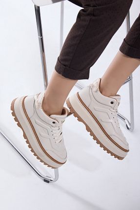 کفش کژوال بژ زنانه چرم خالص seimio - کد 876491423