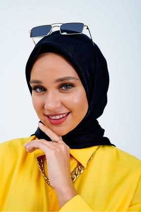 روسری سرمه ای پنبه پلی استر lamella - کد 876499299