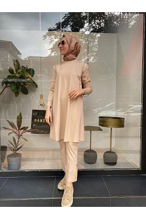 تونیک حجاب بژ زنانه پلی استر MissWhence - کد 876629180