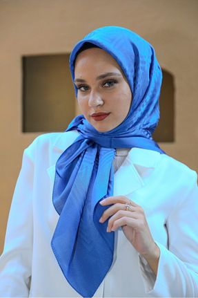 روسری آبی پنبه پلی استر lamella - کد 876574799