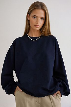 سوئیشرت سرمه ای زنانه ساده VAGGON - کد 876584038