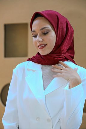 روسری قرمز پنبه پلی استر lamella - کد 876582381