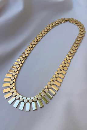 گردنبند استیل ( فولاد ) طلائی زنانه استیل (فولاد) Chic Latife - کد 876627777