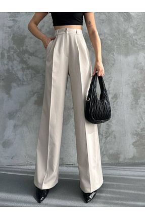 شلوار پارچه ای بژ زنانه بلند Bak