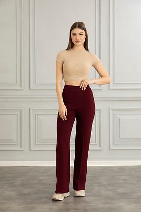 شلوار زرشکی زنانه پنبه ای FEMİNEER.com - کد 935609467