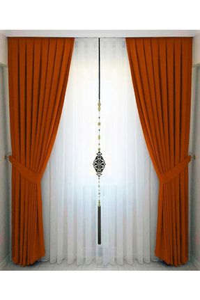 پرده زمینه نارنجی پلی استر İ.D İpek Dokuma - کد 104391042