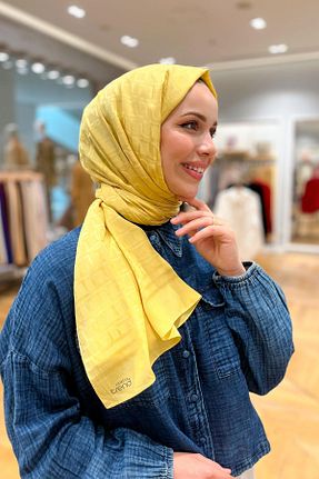 شال زرد زنانه پنبه ای Armine - کد 856013577