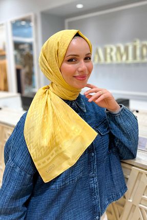 شال زرد زنانه پنبه ای Armine - کد 856013636
