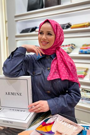 شال صورتی زنانه پنبه ای Armine - کد 818678835