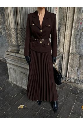 ست بالاتنه و پائین تنه قهوه ای زنانه بافتنی Rabury Butik - کد 876717563