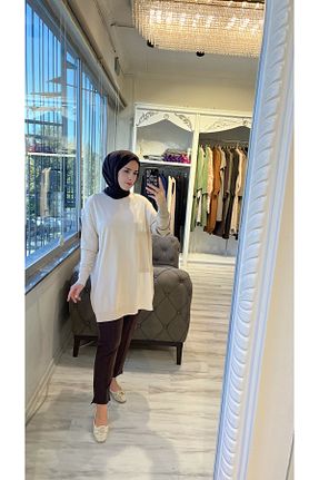 تونیک حجاب بژ زنانه مخلوط ویسکون Invee - کد 876800969